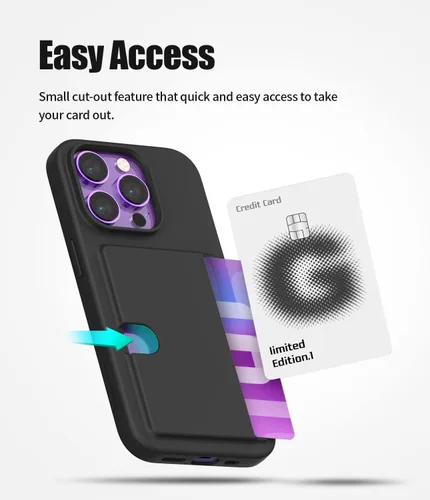 Vista 9 de GOOSPERY Rail 2 - Funda para tarjetas compatible con iPhone 14 Pro con dos ranuras para tarjetas, protección ligera y suave, soporte para tarjetas
