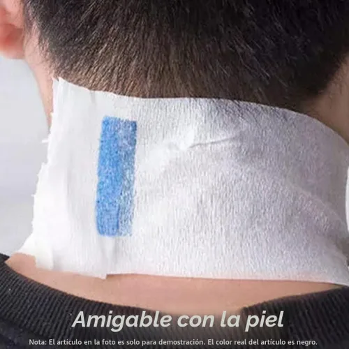 Vista 5 de Tiras de cuello de peluquero – 5 rollos de 500 piezas de papel negro, desechable y flexible para cortar el cabello, suministros de salón, resistente