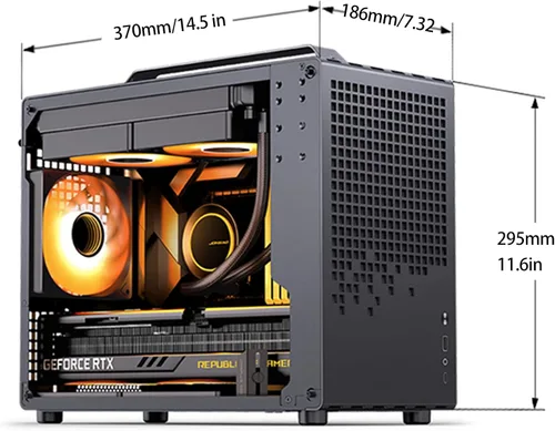Vista 5 de JONSBO /JONSPLUS Z20 - Carcasa negra para PC Mini Tower Micro-ATX, con asa de transporte desmontable, tamaño mini, compatible con hardware de alto