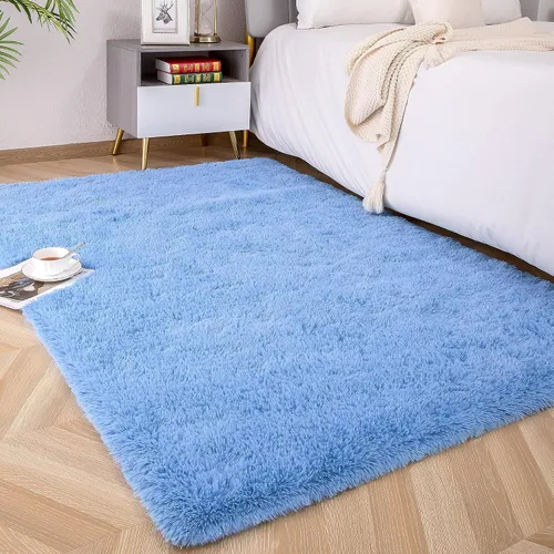 Vista 45 de Foxmas Alfombras de Área Suaves y Esponjosas para Dormitorio, Habitación de los Niños, Alfombra de Guardería de Felpa Peluda, Alfombras Peludas