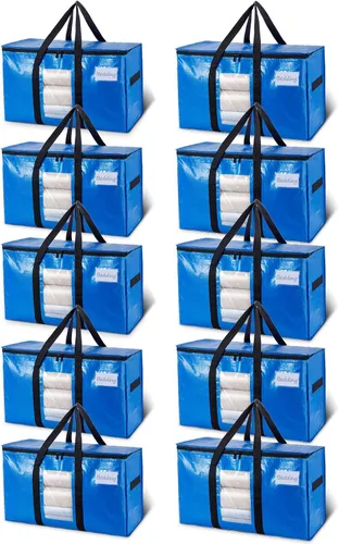 Vista 11 de TAILI - Bolsas de mudanza extra grandes, paquete de 10 bolsas negras resistentes para almacenamiento con ventana visible, asas envolventes