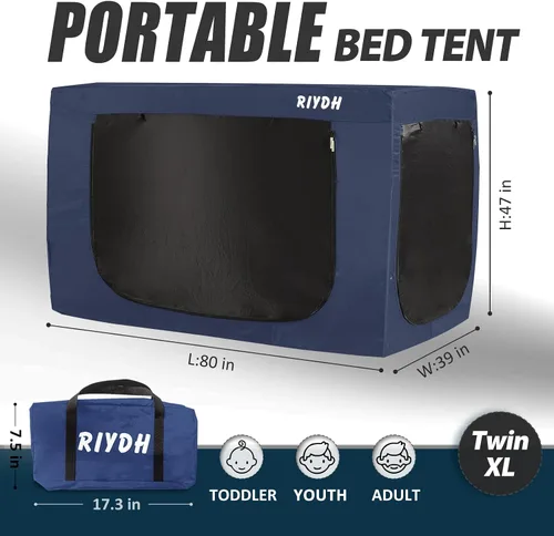 Vista 5 de RIYDH Tienda de Cama Twin XL Tienda de Dosel para Cama - Tienda de Ensueño Portátil para Niños y Adultos Tiendas de Dormir Interior 93%