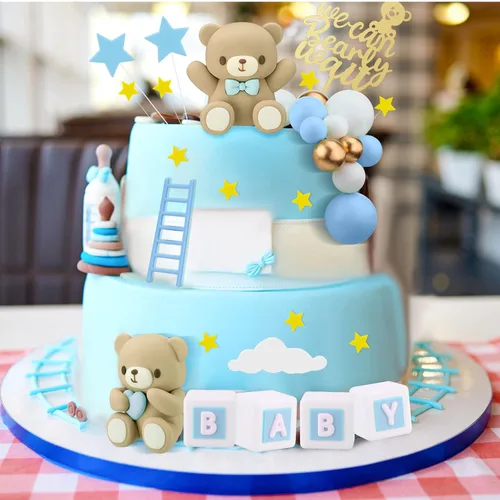 Vista 7 de Yinder Adornos para Tarta de Oso Adornos Mini para Tarta de Oso Adornos para Tarta de Bolas de Perla Blanca y Oro para Decoraciones de Cumpleaños