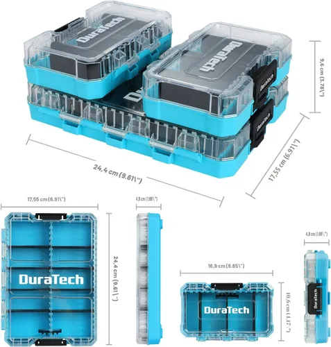 Vista 2 de DuraTech 3 Piezas Organizador de Piezas Pequeñas, 14 Compartimentos, Separadores Removibles, Organizador de Caja de Herramientas Portátil con Tapa