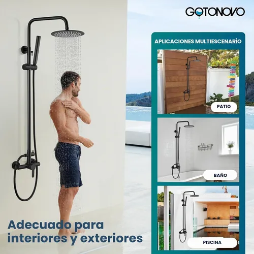Vista 5 de gotonovo Kit de ducha al aire libre de acero inoxidable 304 para piscina Negro