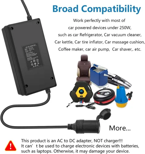 Vista 5 de SHNITPWR Adaptador de convertidor de CA a CC 110 V a 12 V Convertidor 180 W 15 A encendedor de cigarrillos de coche enchufe 100 ~ 240 V CA a CC 12
