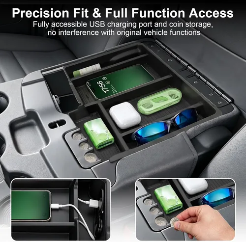 Vista 5 de Center Console Organizer for 2013-2024 Dodge RAM 1500/1500 Classic 2013-2026 RAM 2500/3500 Accessories, Armrest Storage Box Tray for RAM 1500