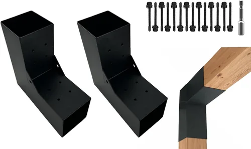 Vista 14 de Kits de soporte para pérgola DIY, soportes de esquina en forma de L de 2 vías para madera de 4 x 4 pulgadas (real: 3.5 x 3.5 pulgadas) para pérgola