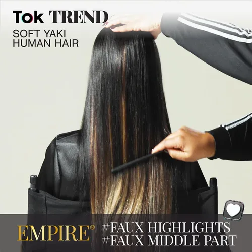 Vista 2 de Sensationnel - Cabello humano Empire Yaki, tejido sin enredos para un tejido rápido y estilo cosido para conseguir reflejos artificiales, paquete