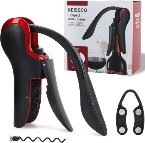 Vista 2 de KEISSCO Abrebotellas de vino Sacacorchos vertical compacto Abrebotellas de vino con cortador de lámina incorporado