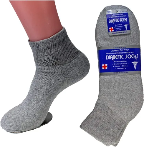 Vista 2 de L&M Calcetines para diabéticos unisex 9-11, 10-13, 13-15, negro y blanco, 12 pares