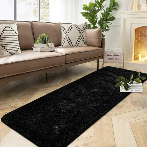 Vista 69 de DweIke Alfombras de pasillo beige esponjosas para dormitorio, 2 x 6 pies, alfombra larga de felpa suave para niñas y niños, antideslizante y lavable