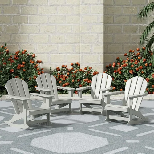 Vista 58 de WestinTrends Silla mecedora Malibu de poliéster para exterior/patio Adirondack, Negra