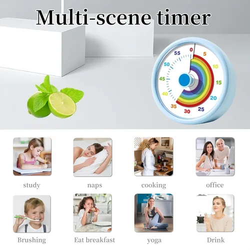 Vista 8 de Temporizador visual para niños, temporizador de tiempo de 60 minutos, temporizador para niños, para aula, oficina en casa, temporizador de cuenta