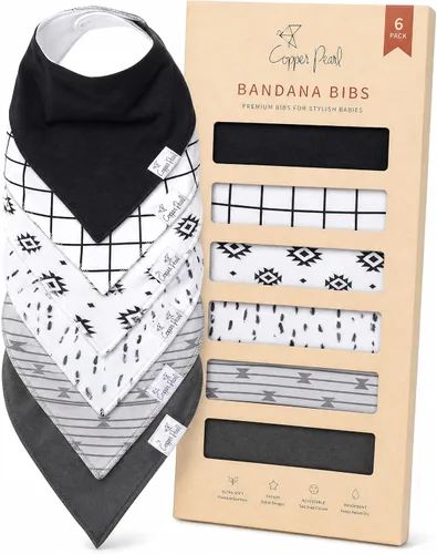 Vista 16 de Copper Pearl Baberos tipo bandana para bebé, paquete de 4 baberos de algodón suave para babear y dentición, absorbentes, ajuste ajustable, muchos
