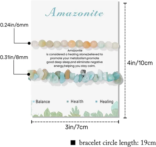 Vista 17 de Pulseras de cristal curativo para mujer, 2 pulseras de piedra natural de 0.236 pulgadas, pulseras elásticas de cuentas de cristal hechas a mano