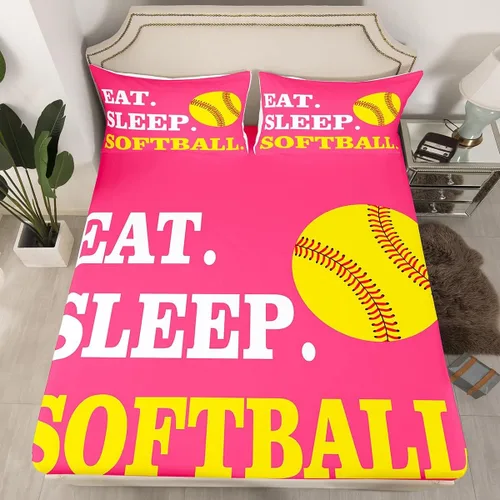 Vista 94 de Feelyou Juego de sábanas de béisbol para niños, juego de sábanas con temática deportiva de pelota, tamaño individual, para niños, adolescentes