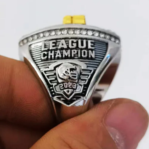 Vista 3 de Anillo de campeonato de fútbol de fantasía 2023 Premio Trofeo Premio Deporte MVP Ganador Campeón Anillo con caja