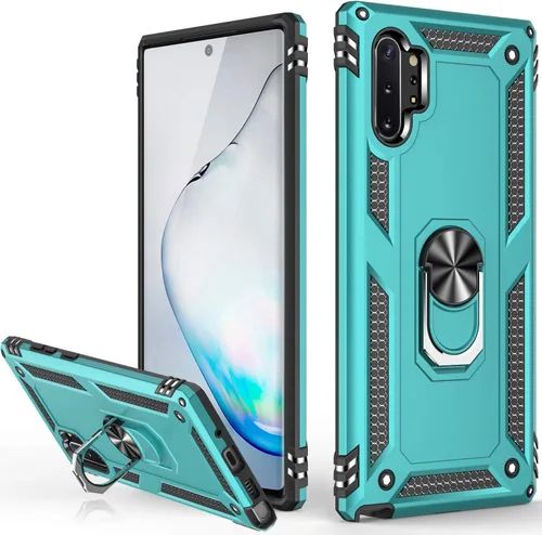 Vista 22 de LUMARKE Funda protectora para Galaxy Note 10, pasa 16 pies, prueba de caídas de grado militar, resistente con soporte de anillo magnético, Negro