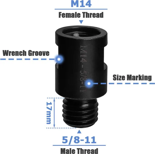 Vista 3 de Mesee 2 adaptadores de fijación para amoladora angular M14 hembra a 5/8 "-11 macho adaptador de rosca herramienta de conversión M14 adaptador
