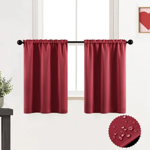 Vista 29 de XTMYI Cortinas pequeñas para ventana de sótano, cenefas opacas para oscurecer la habitación para sala de estar, juego de 2 unidades, beige natural