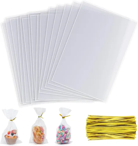 Vista 13 de 200 bolsas de celofán de 5 x 7 pulgadas, bolsas de celofán para dulces, bolsas transparentes de regalo, bolsas para cake pops, bolsas de caramelos