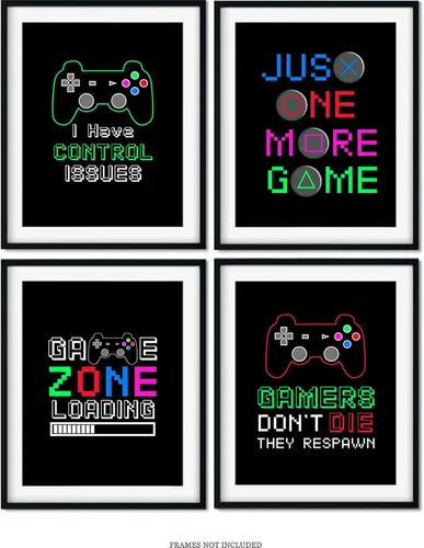 Vista 6 de Decoración de sala de juegos para niños, cosas geniales para tu habitación, cueva de hombre, dormitorio, sala de juegos o bar, juego de 4 accesorios