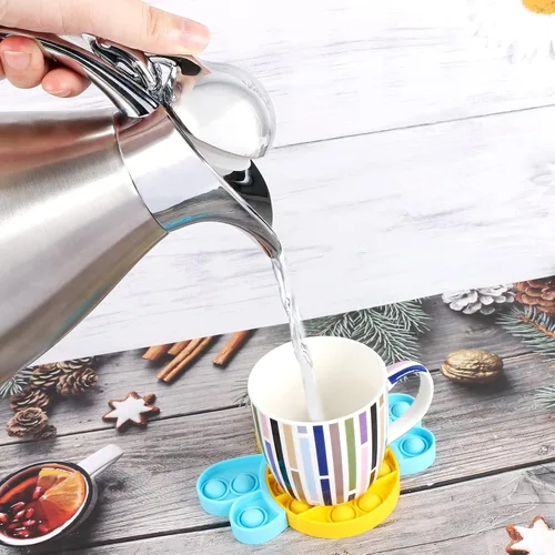 Vista 7 de Jarra térmica de acero inoxidable para café, bebidas, plata (1.0L)