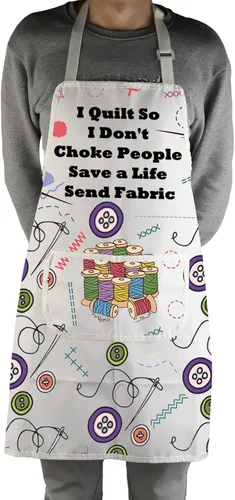 Vista 4 de MBMSO Delantales de costura para mujer con bolsillos, acolchados, regalos I Quilt So I Don't Choke People Regalos para alcantarillas y colchas