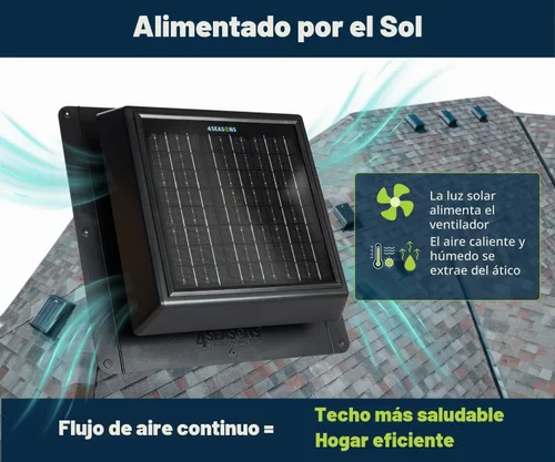 Vista 5 de Ventilador solar de ventilación 4SEASONS para ático – 400 CFM de flujo de aire, hasta 500 pies cuadrados, panel solar de 12 W, certificado CSA A93