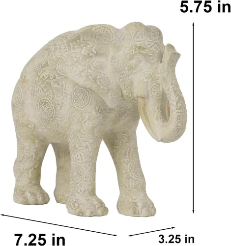 Vista 7 de Guichifun Estatuas de Elefante Decorativas Figuras Coleccionables - Decoración de Elefante Bohemio de Resina Crema Hecho a Mano Trae Buena Suerte