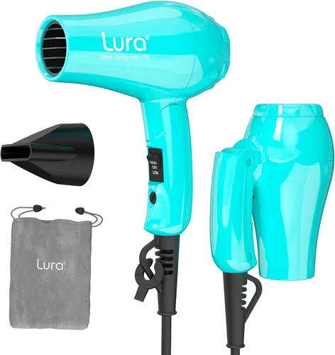 Vista 7 de Dreyr Mini - Secador de pelo plegable para viajes internacionales, secador de pelo compacto de 1200 W con concentrador y bolsa de viaje