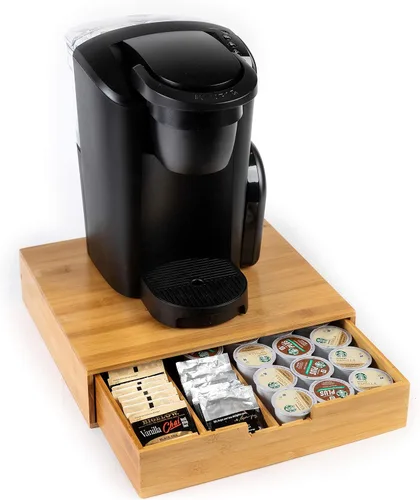 Vista 8 de Soporte extragrande de bambú para mostrador, cajón organizador de 2 niveles K-Cup