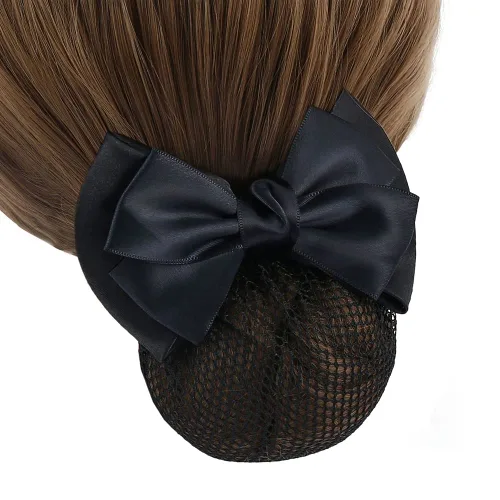 Vista 5 de Pinza para el cabello, 2 unidades, con lazo, para moño, decoración de lazo de encaje, red de malla elástica para el cabello para mujer