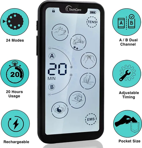 Vista 4 de Estimulador muscular Unidad de decenas de 24 modos Pantalla táctil EMS Pulso Masajeador Máquina Dispositivo Cuello Espalda Pierna Hombro Alivio