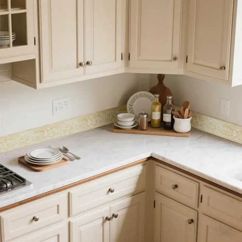 Vista 5 de AbaBoorty Papel Tapiz con Borde Floral Beige para Decoración 196"X4.1" Despegar y Pegar Borde de Pared Impermeable Adhesivo de Azulejos Papel Tapiz