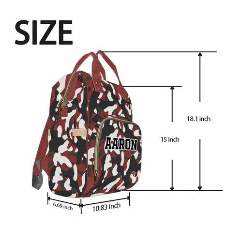 Vista 4 de Bolsa de pañales de camuflaje personalizada para hombres y mujeres, mochila de viaje para bebés, niños y niñas, con nombre personalizado, con nombre