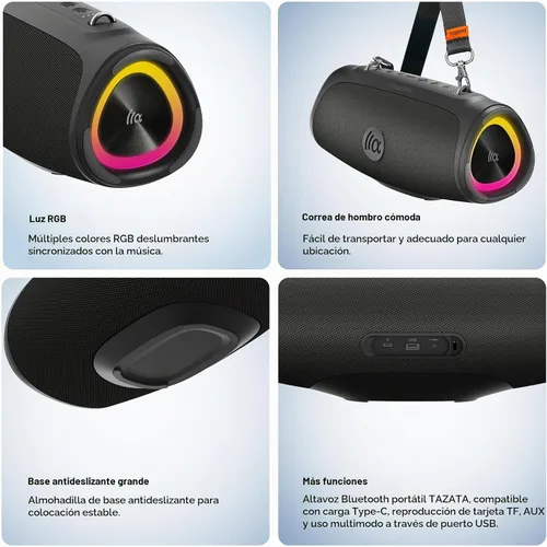 Vista 8 de TAZATA Altavoz al aire libre de Bluetooth, altavoz portátil de Bluetooth