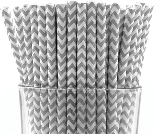 Vista 7 de Paquete de 150 pajitas de papel biodegradables de 4 capas de cheurón rosa bebé (compostables, no tóxicas, sin BPA)