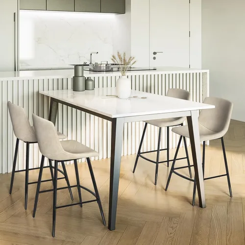 Vista 9 de 5Rcom Juego de 2 taburetes de bar de altura de mostrador de 600 libras, taburetes de cocina de 24 pulgadas con respaldo, sillas de bar modernas