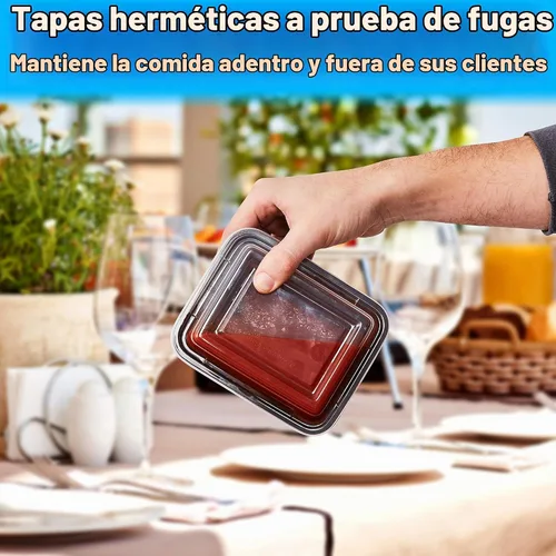 Vista 6 de Contenedor duradero de almacenamiento de alimentos, grado comercial, recipientes de plástico sin BPA con tapas, 25 unidades, reciclable, a prueba