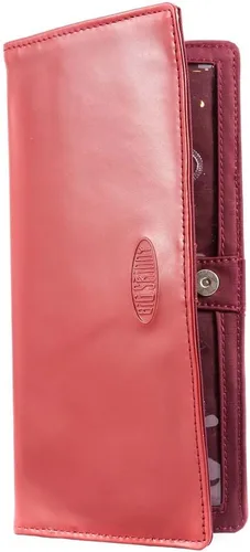 Vista 6 de Big Skinny Billetera ejecutiva de piel para mujer con pliegue doble, porta hasta 40 tarjetas Rojo