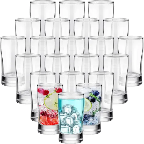 Vista 9 de Bokon 6 vasos de cerveza, tazas pequeñas de jugo, vasos de té helado, vasos de base pesada, vasos de vidrio transparente a granel para agua potable