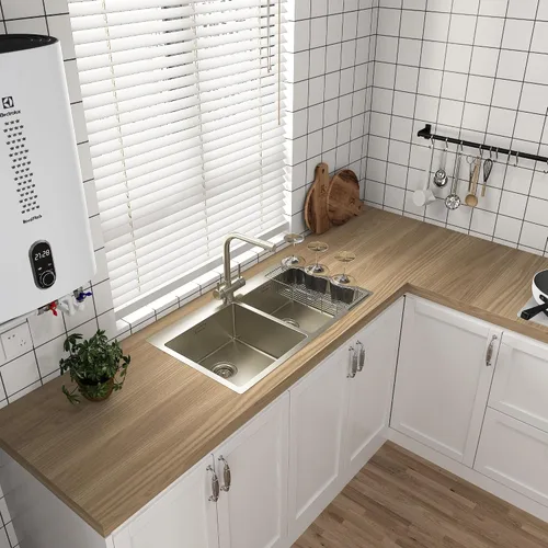 Vista 6 de Papel tapiz autoadhesivo de roble marrón natural BL258-40-3