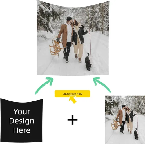 Vista 2 de GOOESING Tapiz personalizado para cargar imágenes de boda, amor, recuerdo familiar, tapiz personalizado para el Día de la Madre, Día del Padre