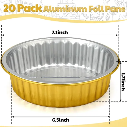 Vista 2 de Zhehao 20 sartenes de papel de aluminio con tapas, 2 moldes desechables de papel de aluminio más grueso y resistente, recipientes de alimentos