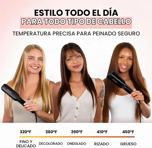 Vista 5 de ELLA BELLA® Plancha plana de titanio para alisar el cabello (con infrarrojos) • Alisador de pelo profesional • Pantalla digital para controlar