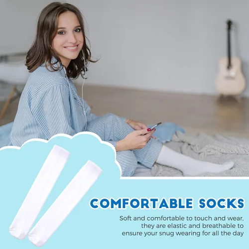 Vista 4 de Geyoga 12 pares de calcetines de sublimación blancos en blanco, calcetines de tubo para hombres y mujeres, calcetines listos para impresión