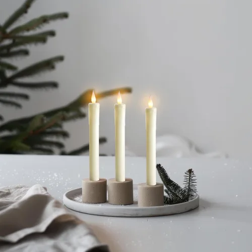 Vista 8 de Paquete de 6 velas LED sin llama de cera real marfil de 10 pulgadas con control remoto, botón de encendido/apagado, regulable, modo