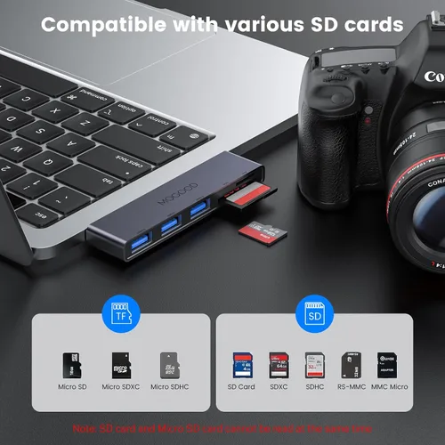 Vista 4 de MOGOOD Hub USB C 5 en 1 con 3 puertos USB 3.0 SD TF lector de tarjetas
